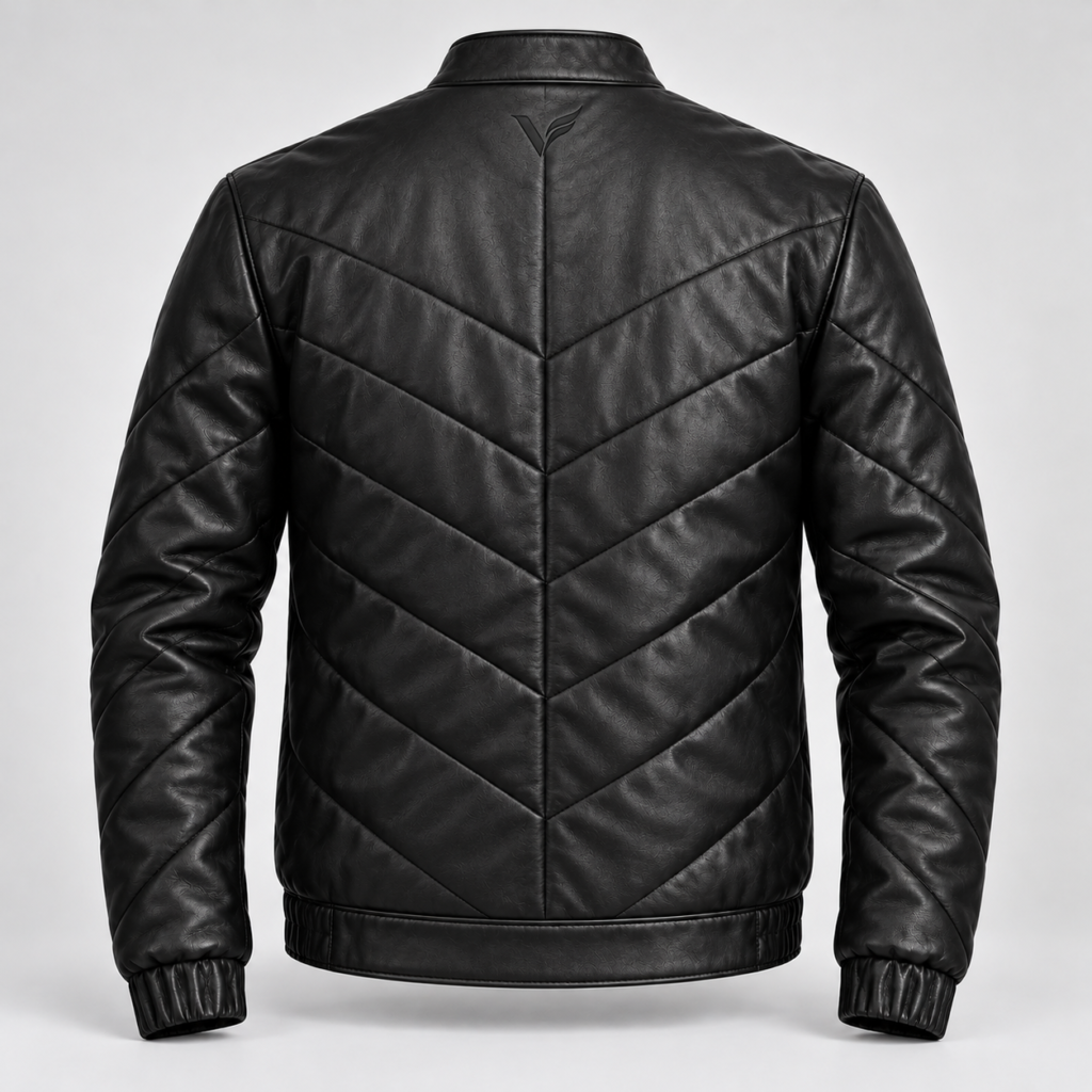 Chevron Leather Puffer Jacket