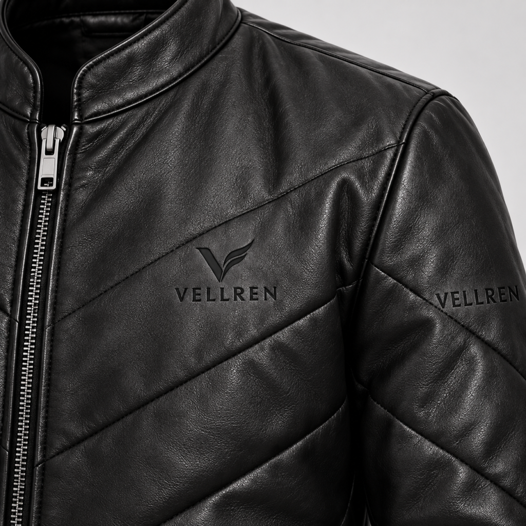 Chevron Leather Puffer Jacket