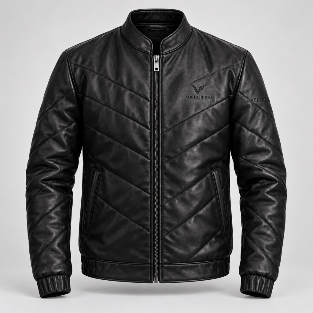 Chevron Leather Puffer Jacket